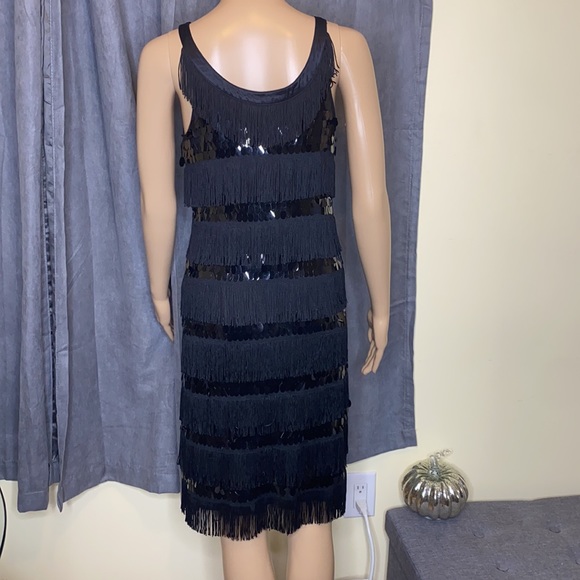 Sleeveless fringe and sequin black dress - Picture 6 of 6